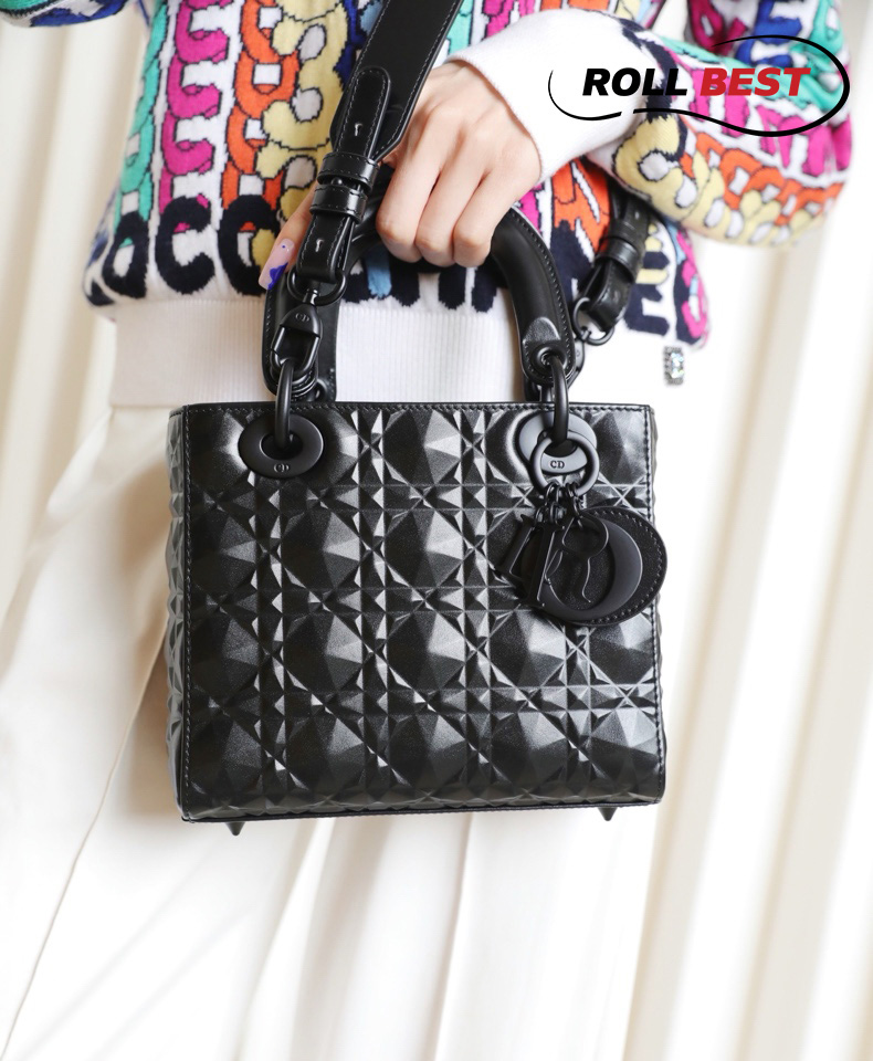 Túi Small Lady Dior Bag Màu Đen Diamond Cannage Calfskin