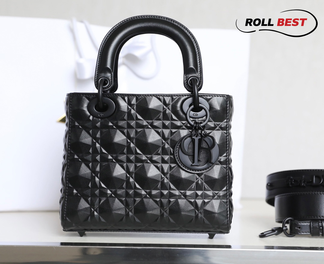 Túi Small Lady Dior Bag Màu Đen Diamond Cannage Calfskin