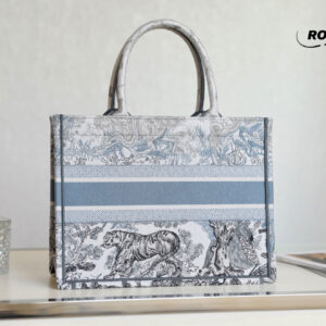 Túi Tote Dior Book Tote Bag Blue Toile de Jouy Reverse Embroidery