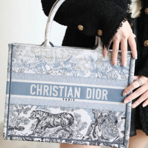 Túi Tote Dior Book Tote Bag Blue Toile de Jouy Reverse Embroidery