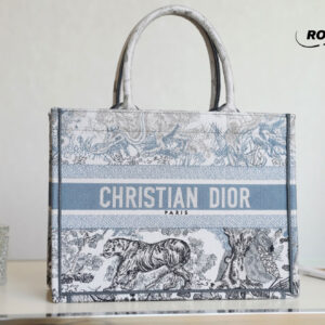 Túi Tote Dior Book Tote Bag Blue Toile de Jouy Reverse Embroidery