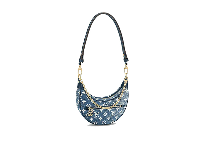 Túi Louis Vuitton Loop Baguette Handbag Denim Jacquard Navy Blue