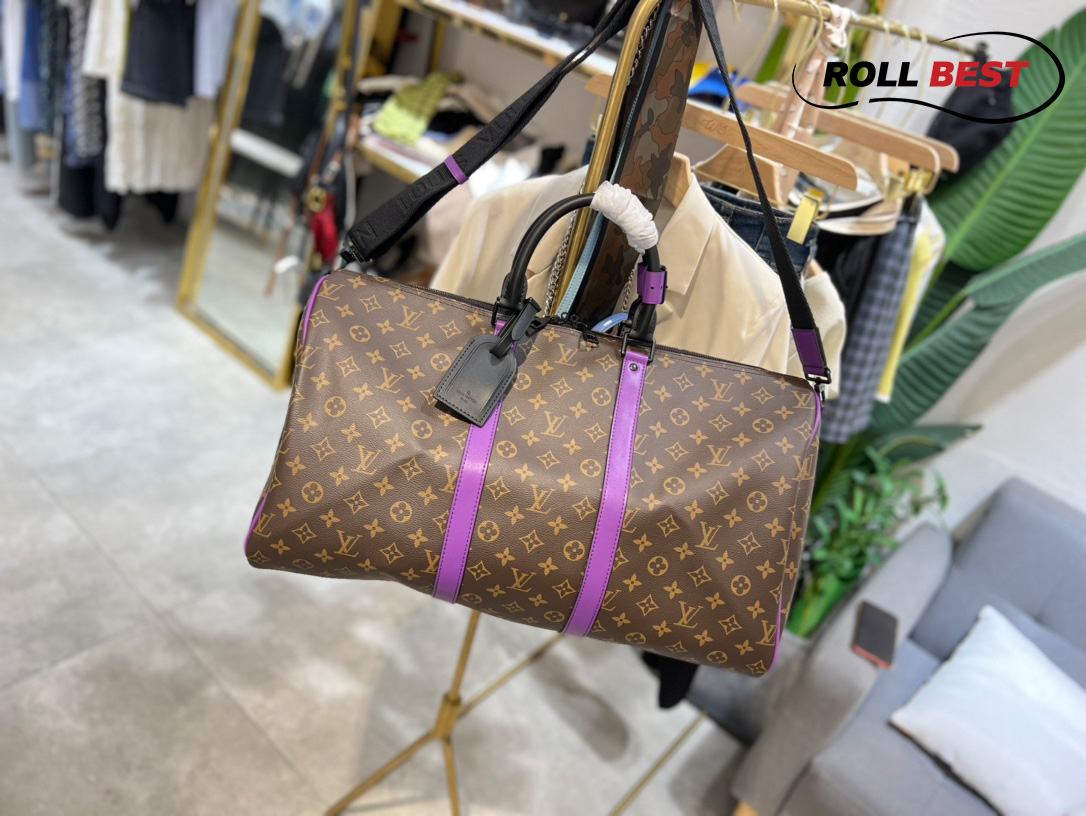 Louis Vuitton Keepall Bandouliere 50 Monogram Macassar Brown Purple