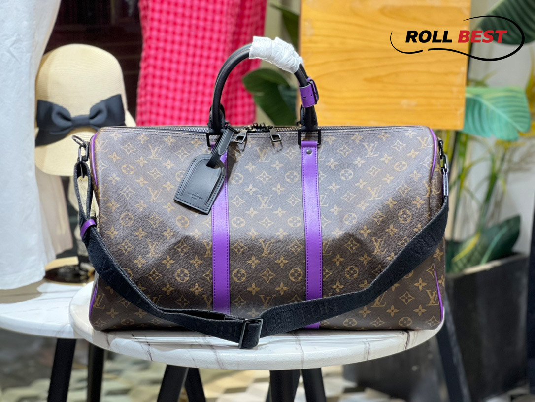 Louis Vuitton Keepall Bandouliere 50 Monogram Macassar Brown Purple