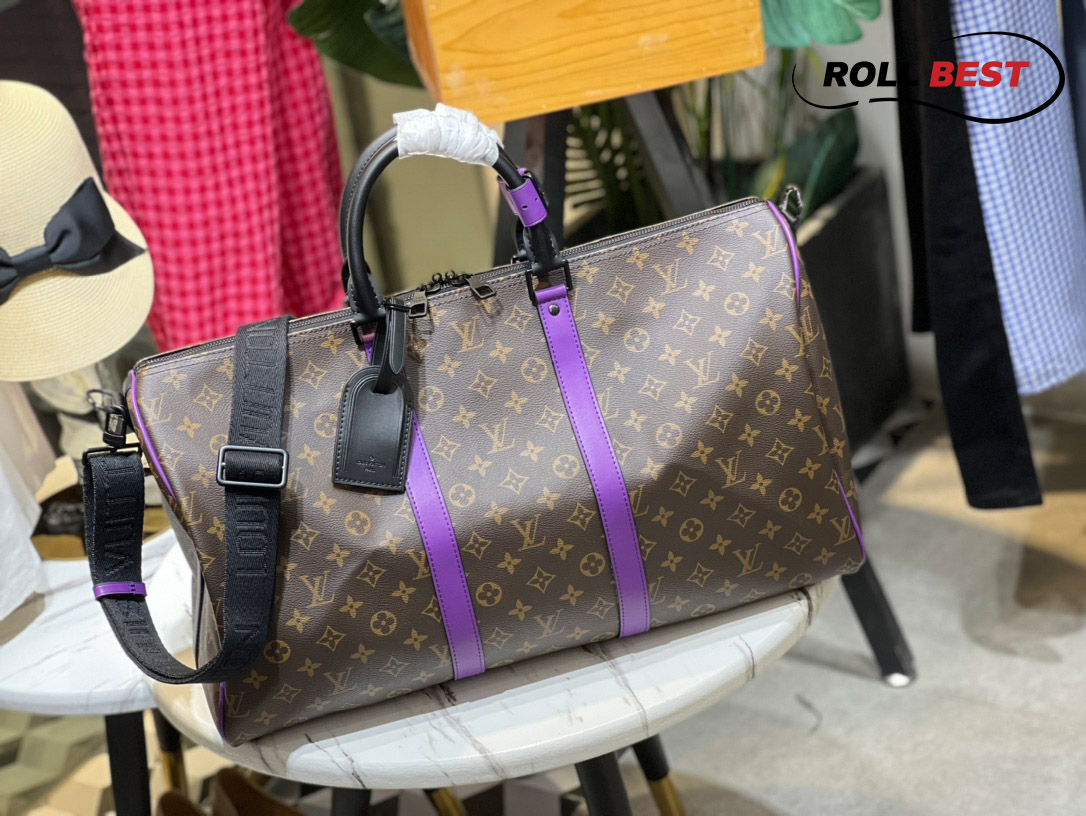 Louis Vuitton Keepall Bandouliere 50 Monogram Macassar Brown Purple