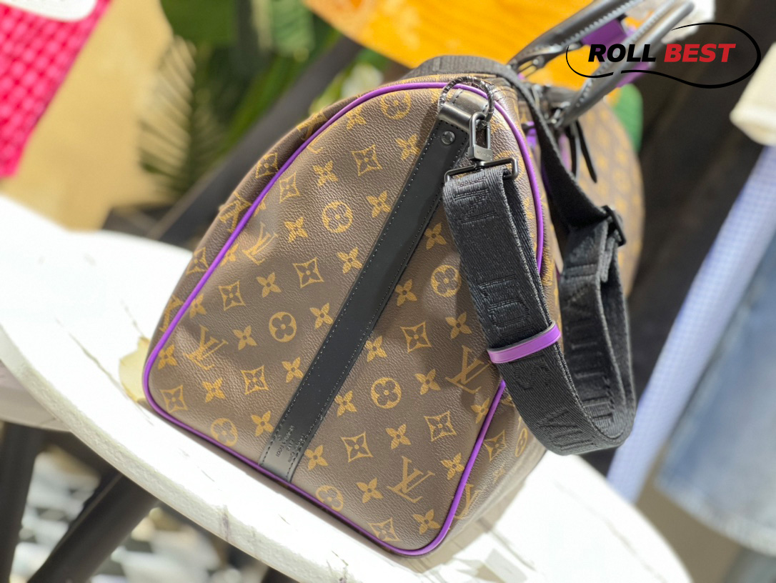 Louis Vuitton Keepall Bandouliere 50 Monogram Macassar Brown Purple