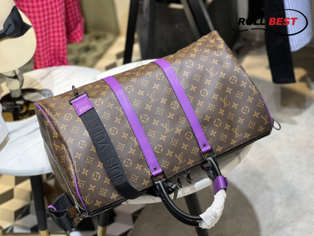 Louis Vuitton Keepall Bandouliere 50 Monogram Macassar Brown Purple