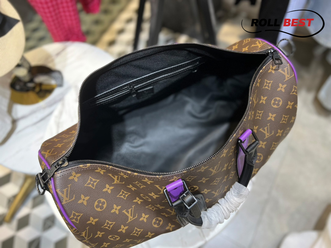 Louis Vuitton Keepall Bandouliere 50 Monogram Macassar Brown Purple