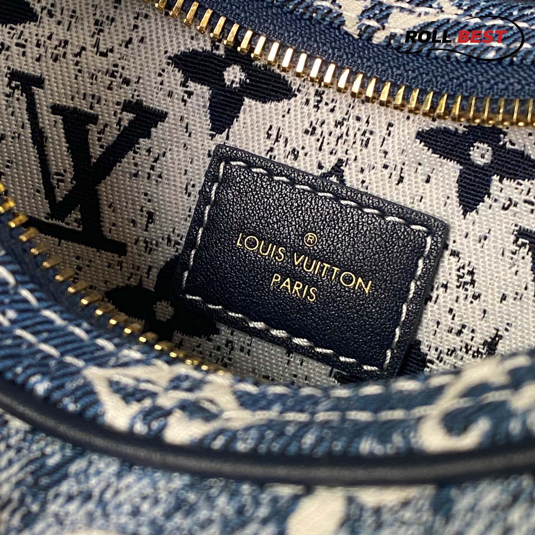 Túi Louis Vuitton Loop Baguette Handbag Denim Jacquard Navy Blue