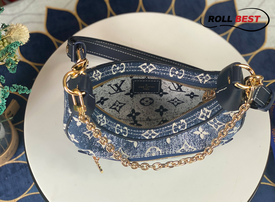 Túi Louis Vuitton Loop Baguette Handbag Denim Jacquard Navy Blue