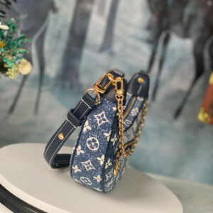 Túi Louis Vuitton Loop Baguette Handbag Denim Jacquard Navy Blue