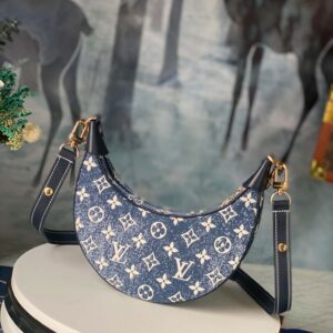 Túi Louis Vuitton Loop Baguette Handbag Denim Jacquard Navy Blue