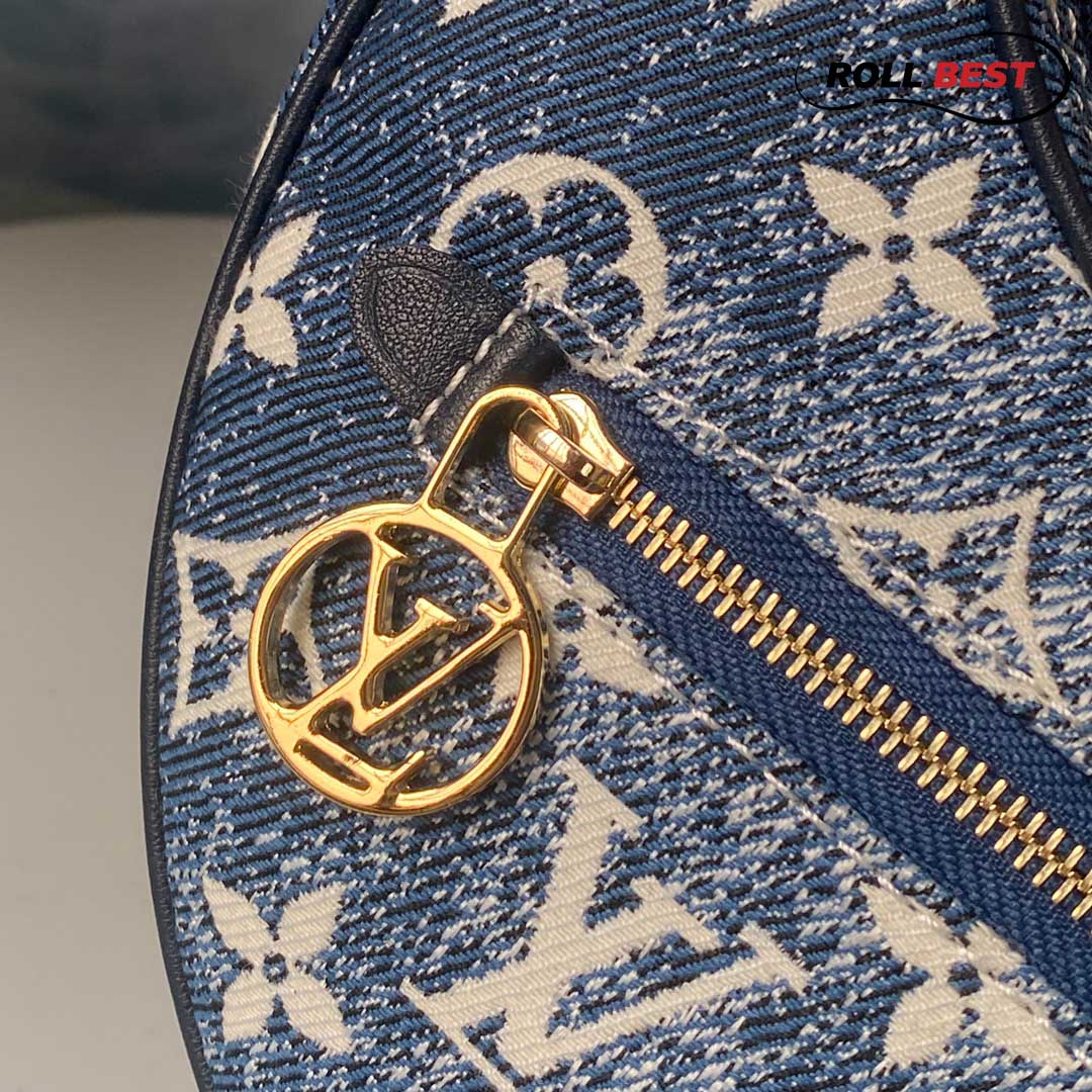 Túi Louis Vuitton Loop Baguette Handbag Denim Jacquard Navy Blue