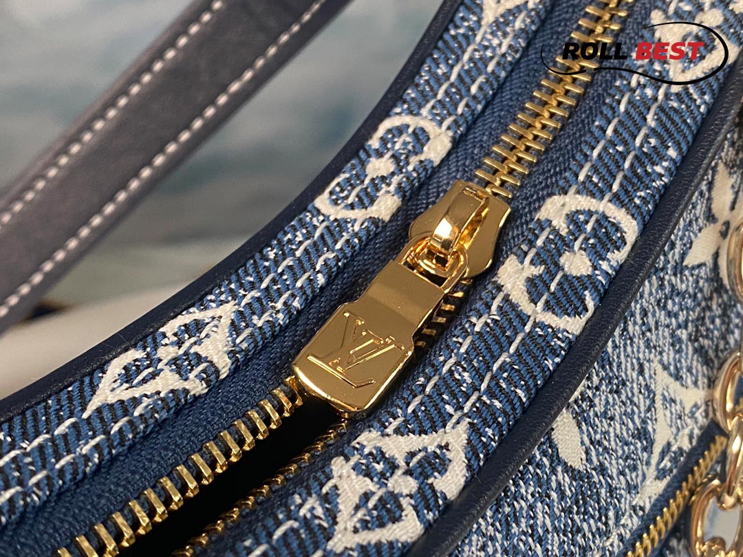 Túi Louis Vuitton Loop Baguette Handbag Denim Jacquard Navy Blue