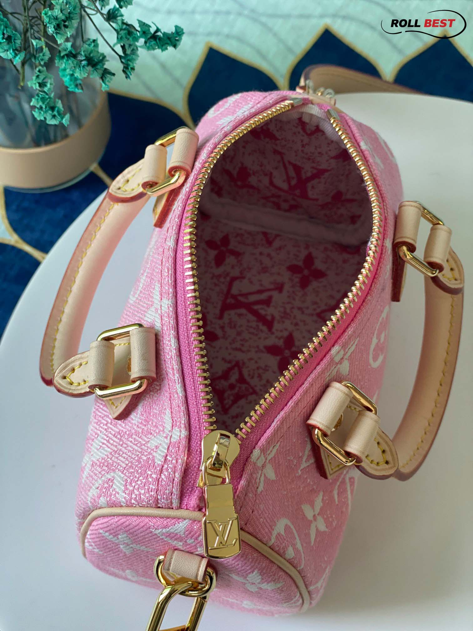 Túi Louis Vuitton Nano Speedy Denim Jacquard Pink