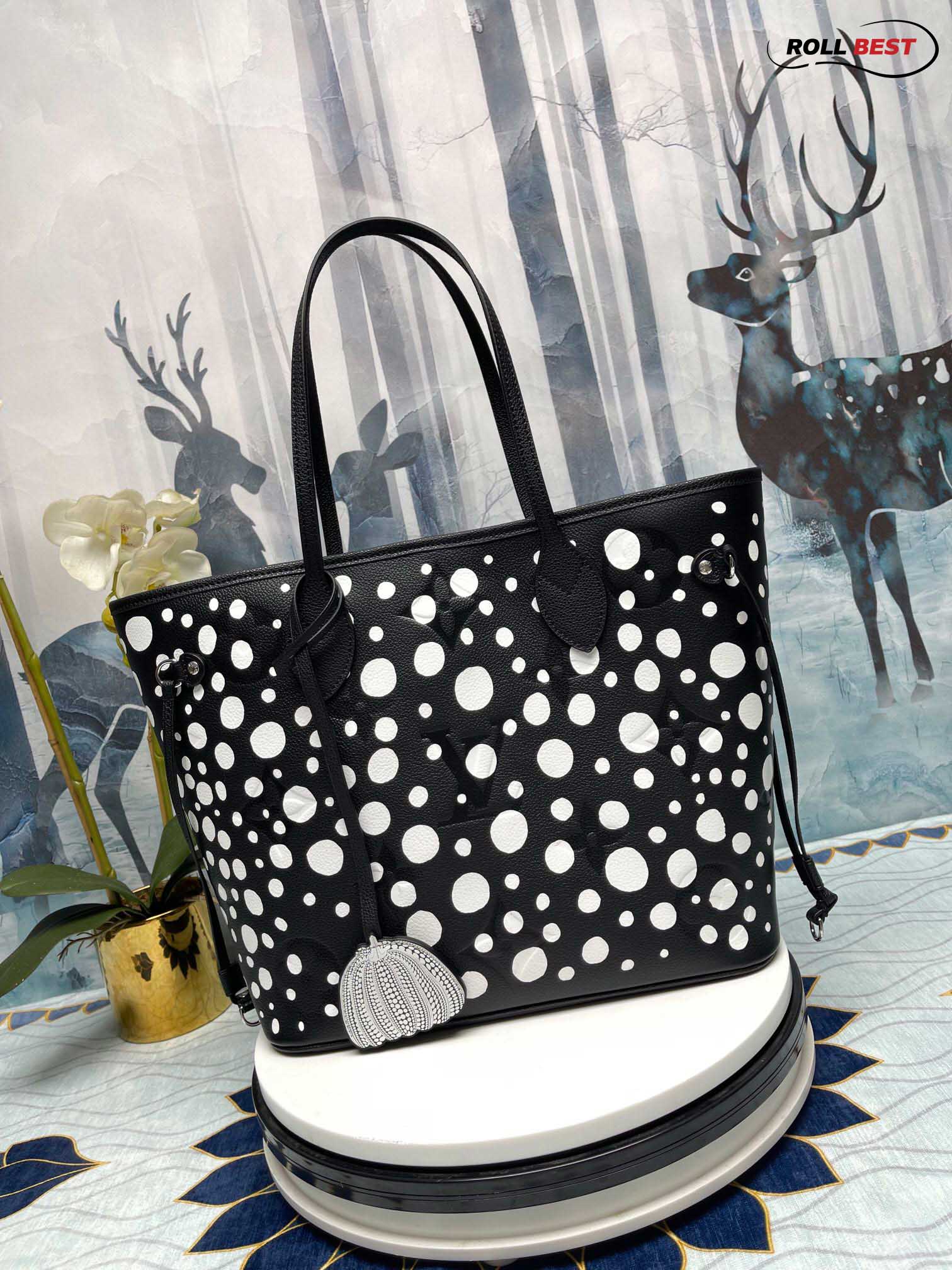 Túi Louis Vuitton x Yk Neverfull Mm Tote Bag ‘Black White Dots’