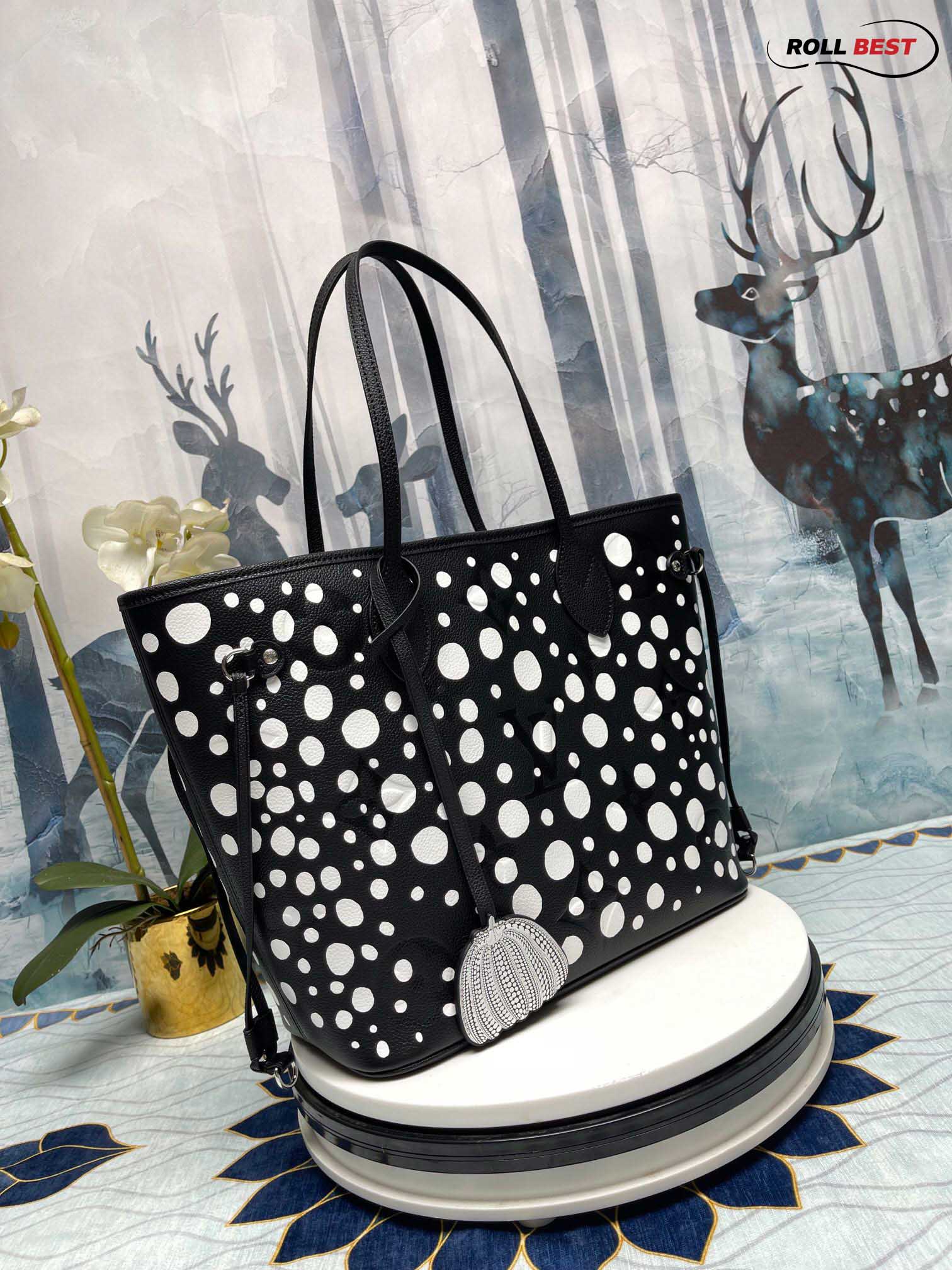 Túi Louis Vuitton x Yk Neverfull Mm Tote Bag ‘Black White Dots’