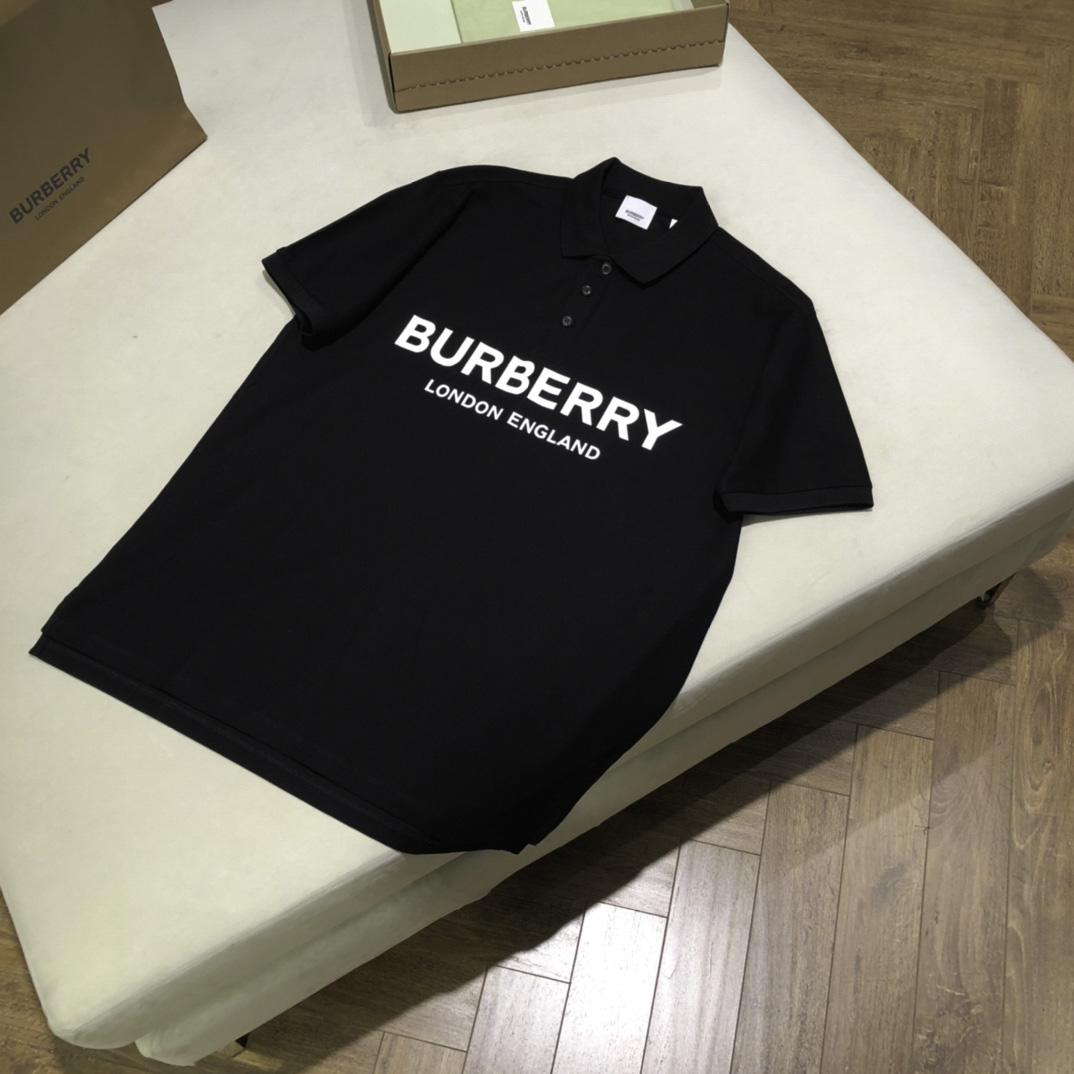 Áo Polo Burberry Black Logo Printed