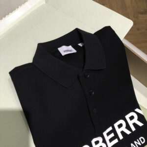 Áo Polo Burberry Black Logo Printed