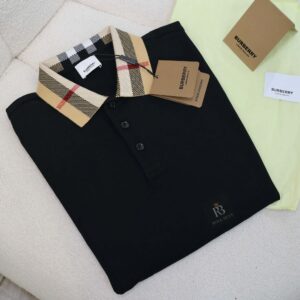 Áo Polo Burberry Check-Collar Black