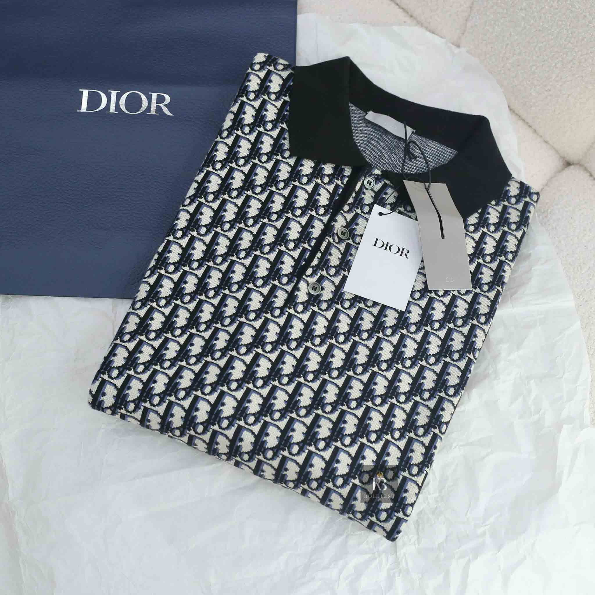 Áo Polo Dior Oblique Jacquard Black