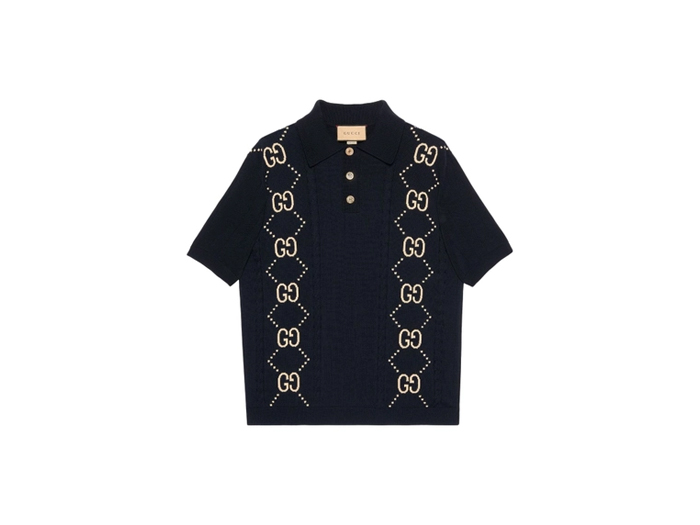 Áo Polo Gucci GG Navy Knit
