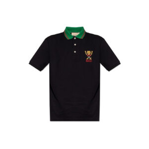 Áo Polo Gucci Logo Patch Black