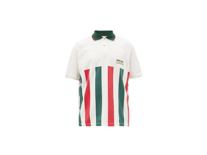 Áo Polo Gucci Logo Patch Web Stripe