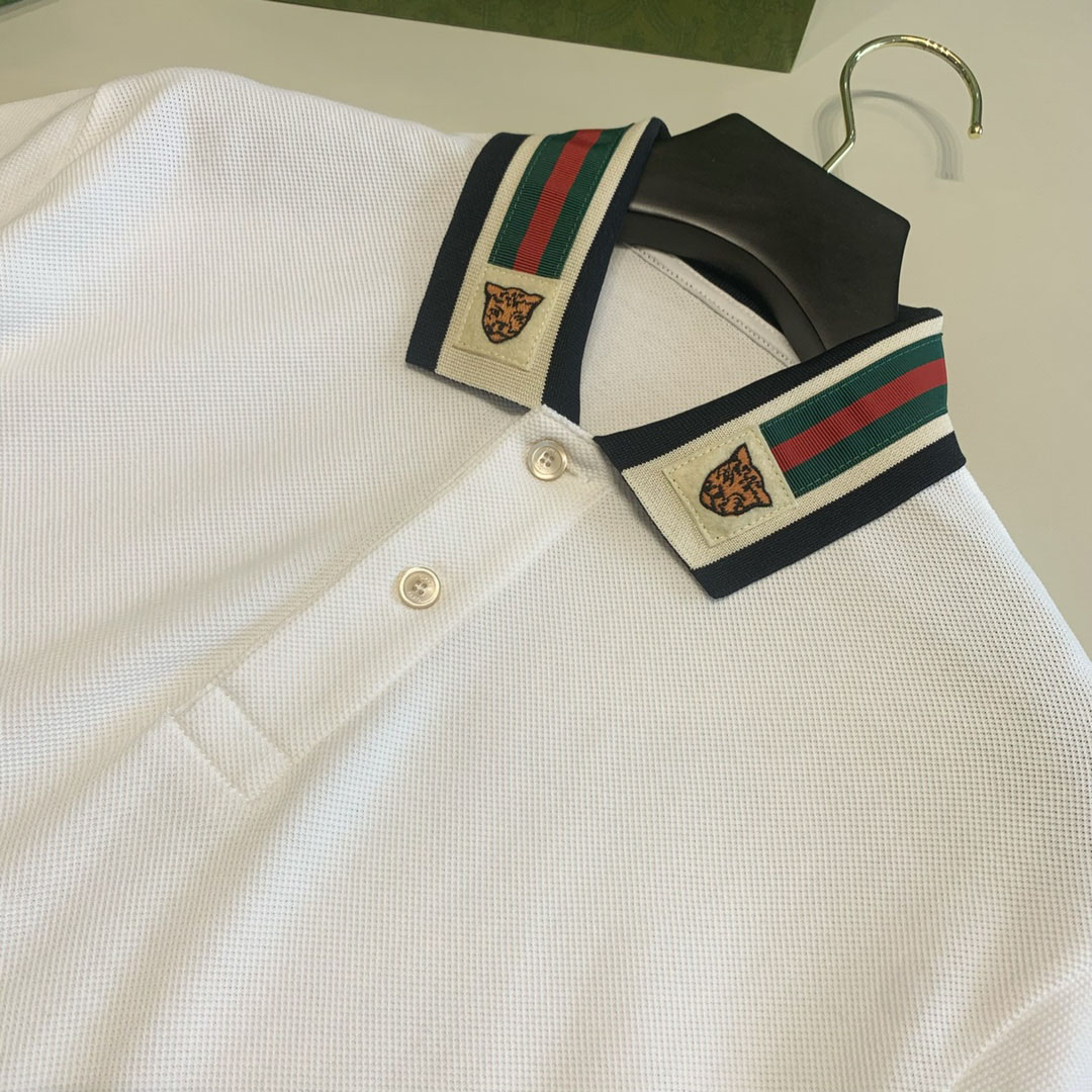 Áo Polo Gucci Tiger And Web Stripe White