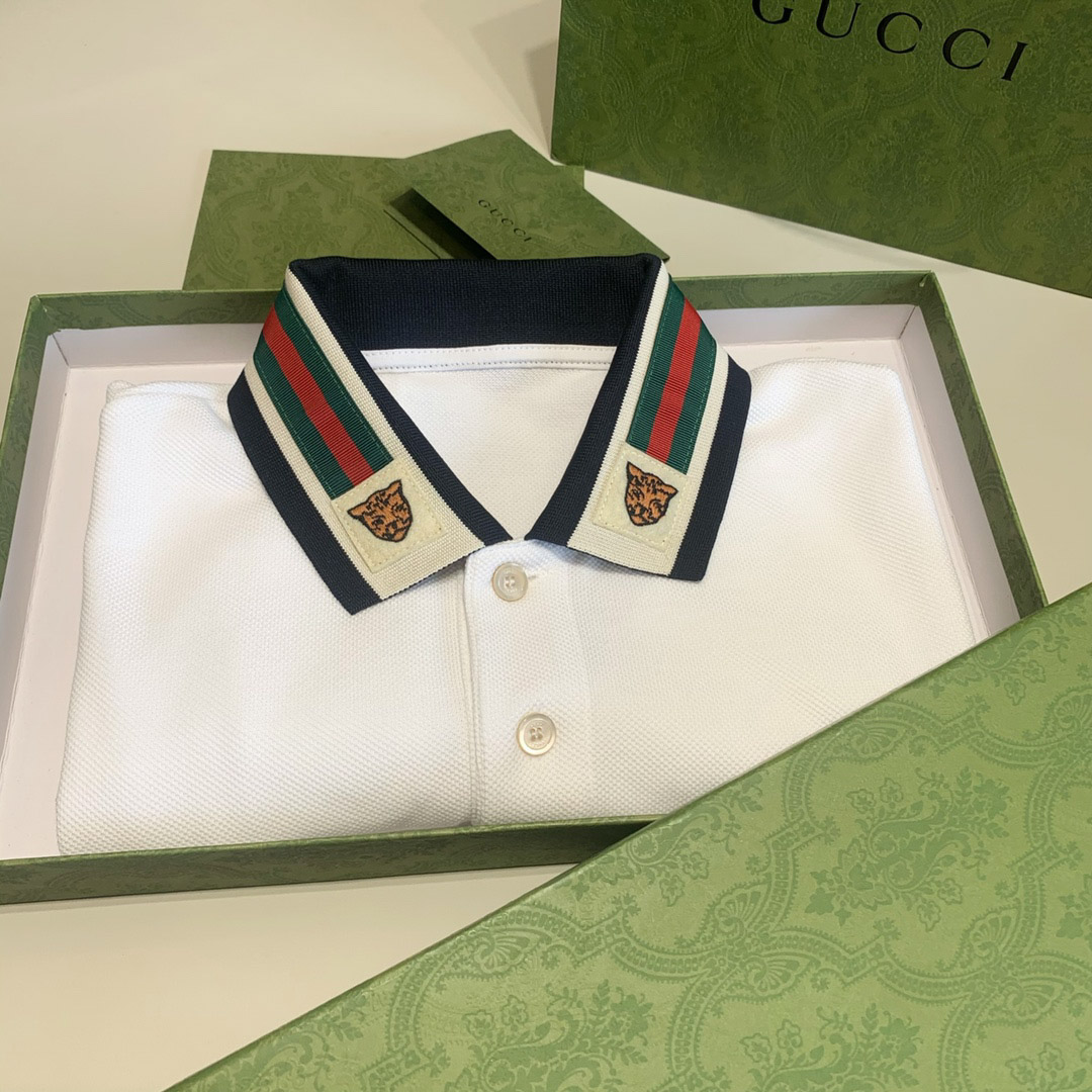 Áo Polo Gucci Tiger And Web Stripe White