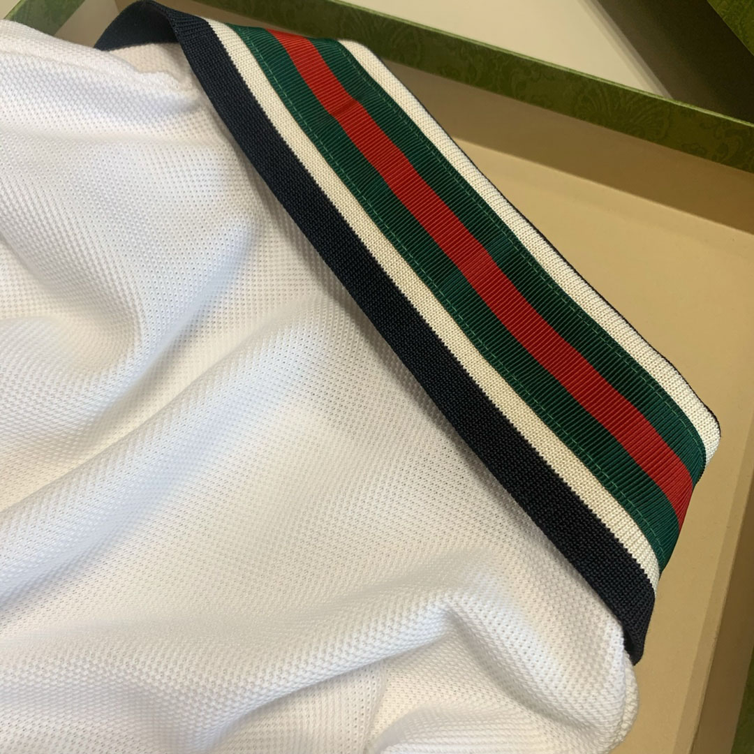 Áo Polo Gucci Tiger And Web Stripe White