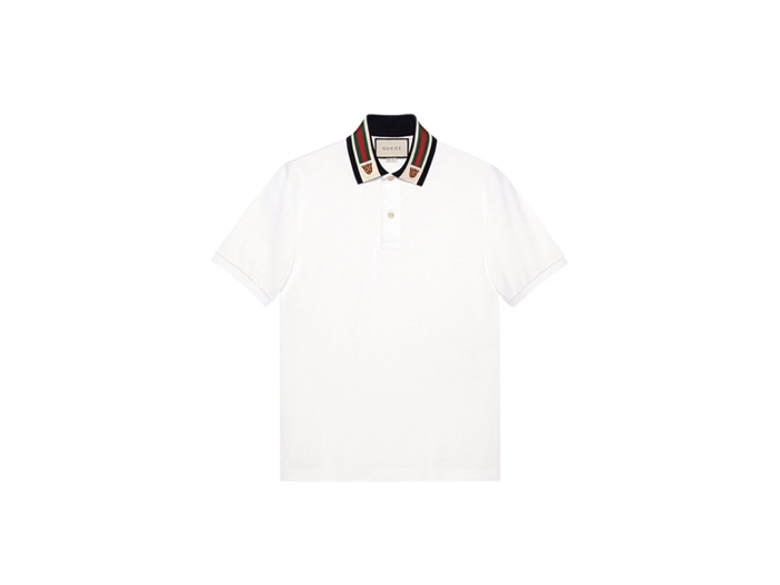 Áo Polo Gucci Tiger And Web Stripe White