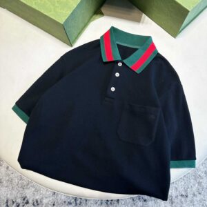 Áo Polo Gucci Web Stripe Collar Blue