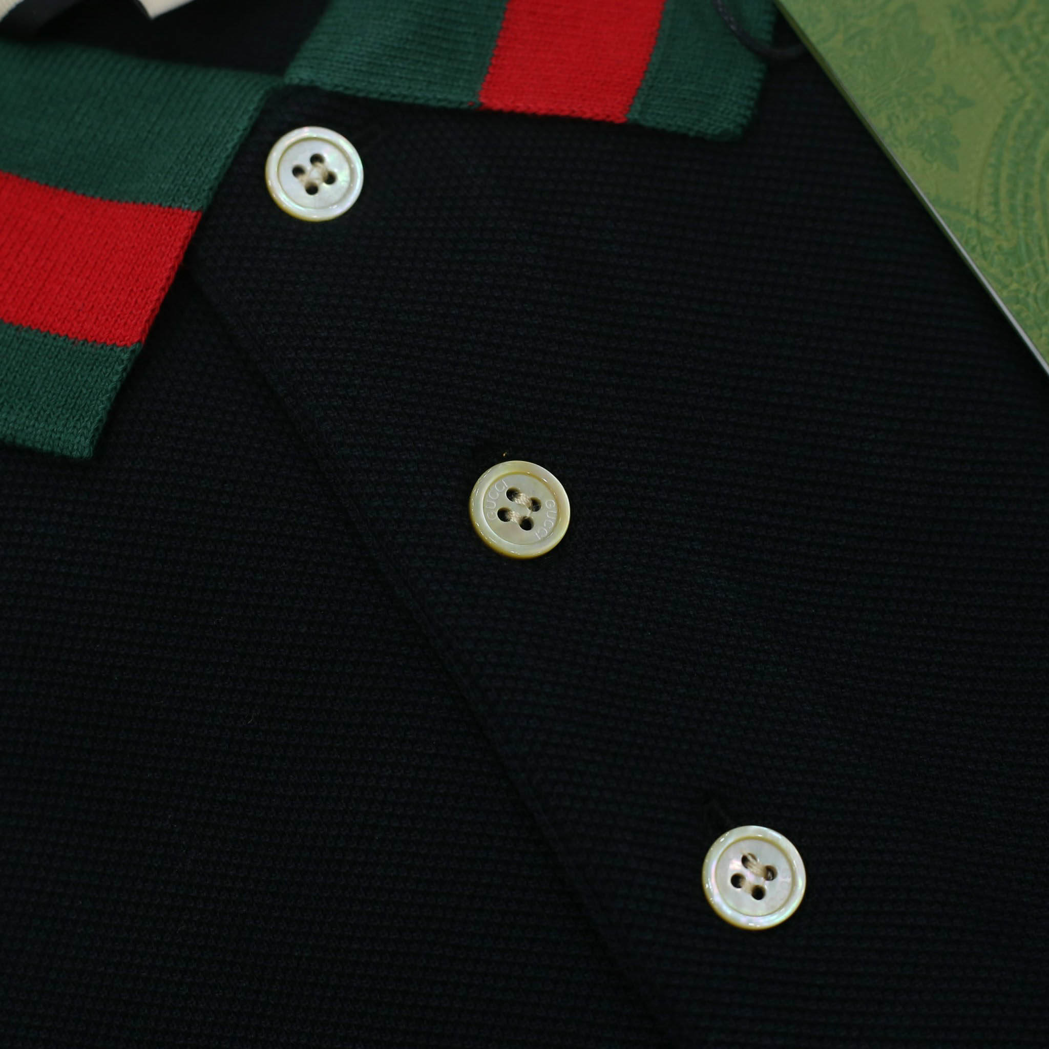 Áo Polo Gucci Web Stripe Collar Blue