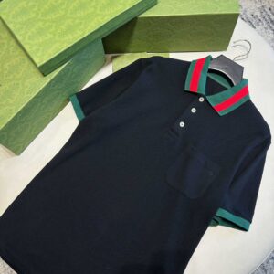 Áo Polo Gucci Web Stripe Collar Blue