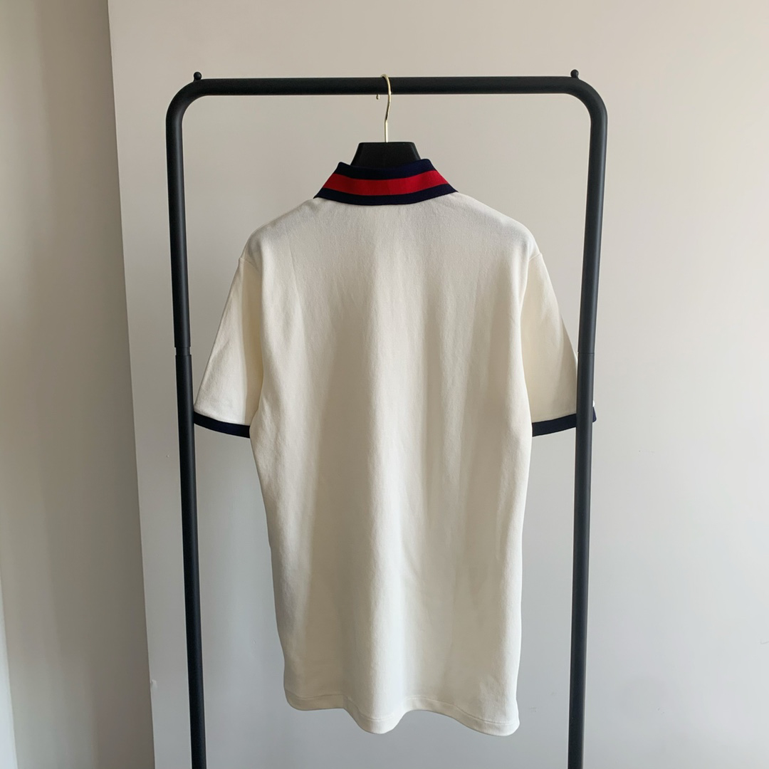 Áo Polo Gucci Web Stripe Collar White