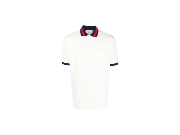 Áo Polo Gucci Web Stripe Collar White