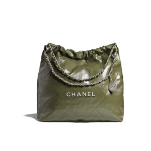Túi Chanel 22 Bag Couro De Novilho & Metal Prateado Caqui