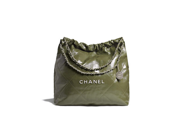 Túi Chanel 22 Bag Couro De Novilho & Metal Prateado Caqui