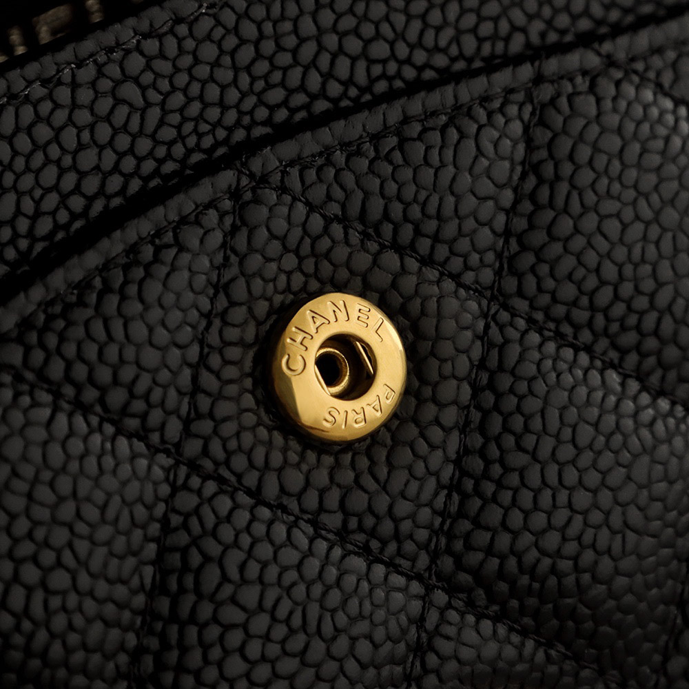 Túi Chanel Classic Flap Bag Large Black Gold Grained Calfskin