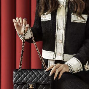 Túi Chanel Classic Flap Bag Large Black Gold Grained Calfskin