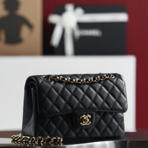 Túi Chanel Classic Flap Bag Large Black Gold Grained Calfskin