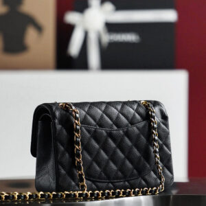 Túi Chanel Classic Flap Bag Large Black Gold Grained Calfskin