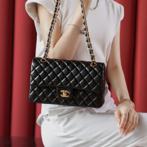 Túi Chanel Classic Flap Bag Large Black Gold Lambskin (15.5x25.5x6.5)
