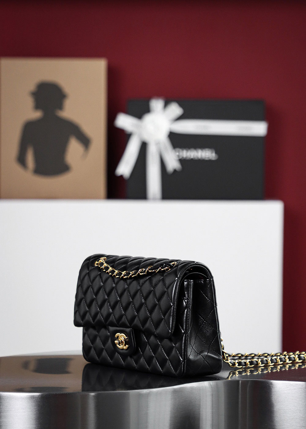 Túi Chanel Classic Flap Bag Large Black Gold Lambskin (15.5x25.5x6.5)