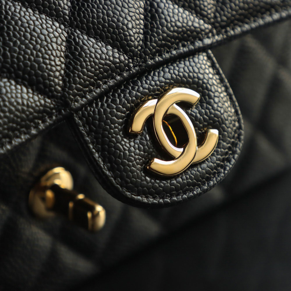 Túi Chanel Classic Flap Bag Maxi Black Gold Grained Calfskin