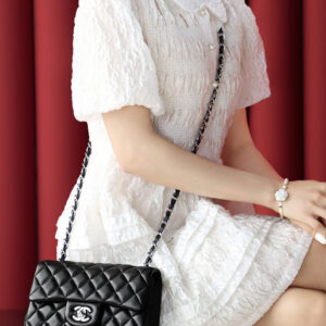 Túi Chanel Classic Flap Bag Medium Black Silver Lambskin (12x20x6)