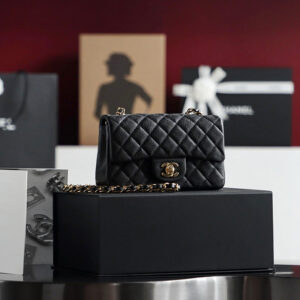 Túi Chanel Classic Flap Bag Small Black Gold Grained Calfskin