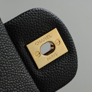 Túi Chanel Classic Flap Bag Small Black Gold Grained Calfskin