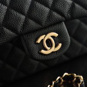 Túi Chanel Classic Flap Bag Small Black Gold Grained Calfskin